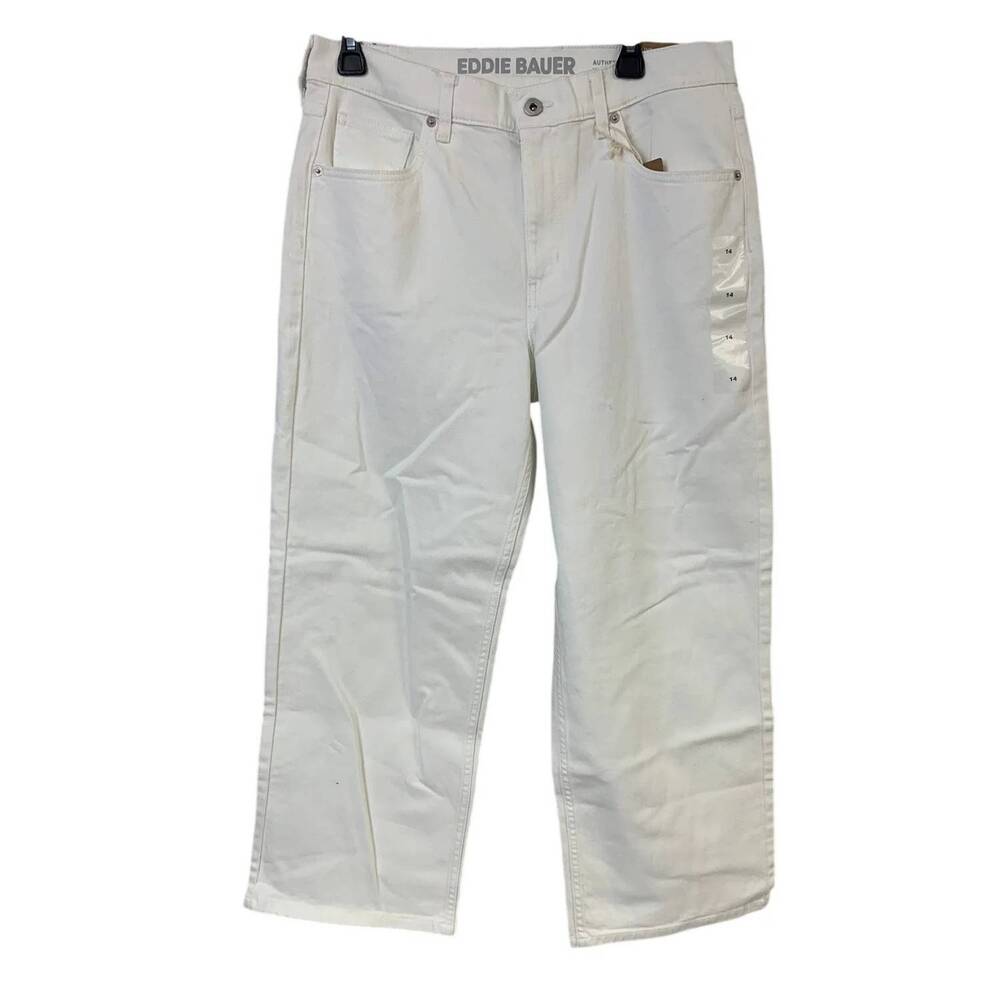 NEW EDDIE BAUER women's authentic voyager everyday crop high rise jeans in white